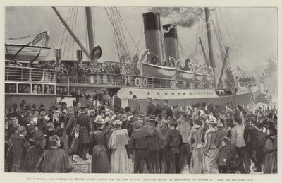 La guerra del Transvaal, el General Sir Redvers Buller partiendo hacia el Cabo en el Dunottar Castle en Southampton el 14 de octubre, ¡Adiós y buena suerte! de Charles John de Lacy